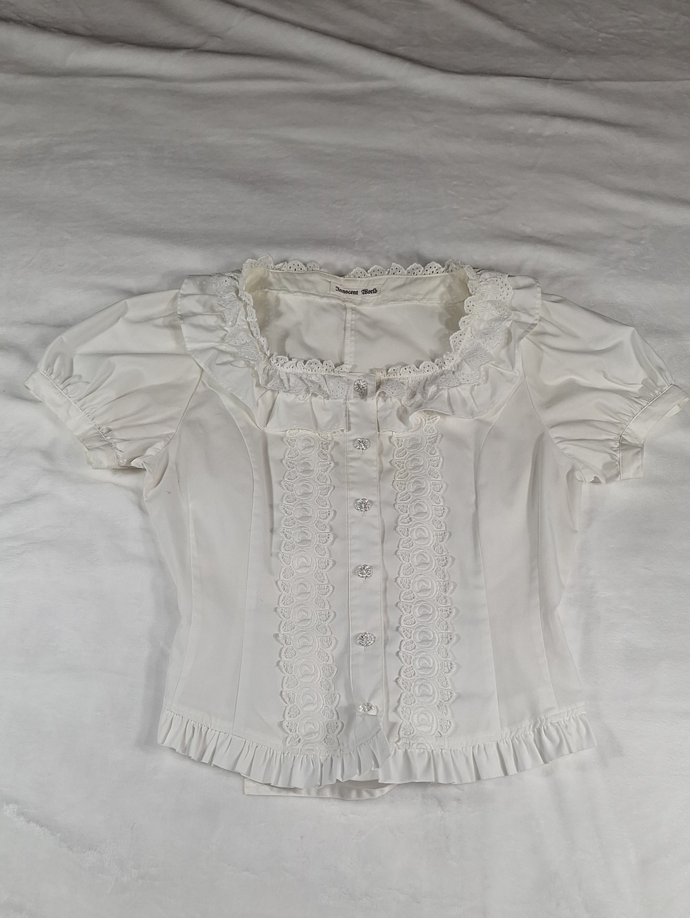 Innocent World White Square Neck Cotton Blouse | Classic Lolita